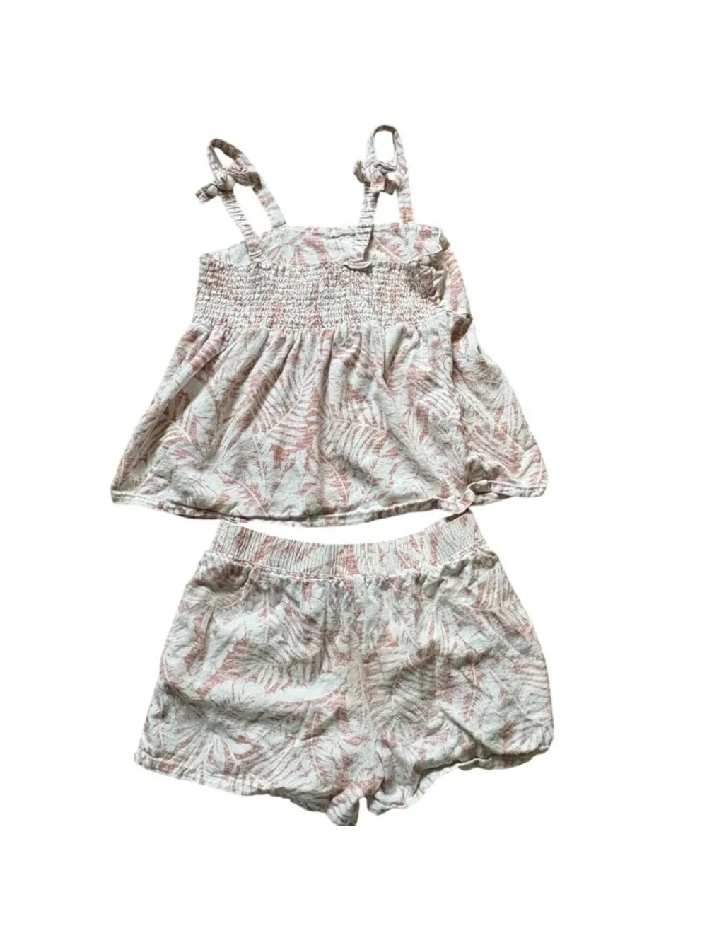 Rewash Girls 2 Piece Summer Short Outfit-Pink/White Floral-Size L-GUC